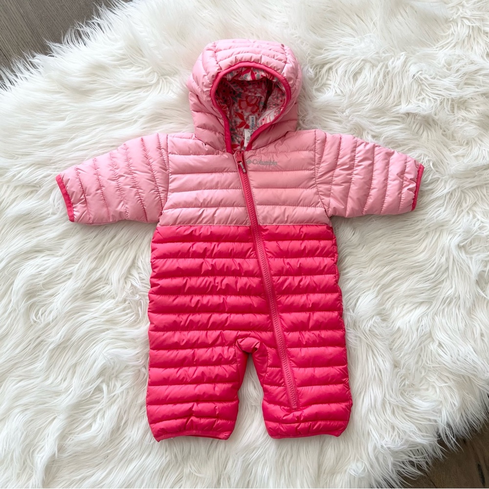 Columbia Girls' Powder Lite Reversible Bunting Bright Geranium/Pink Orchid 0-3M